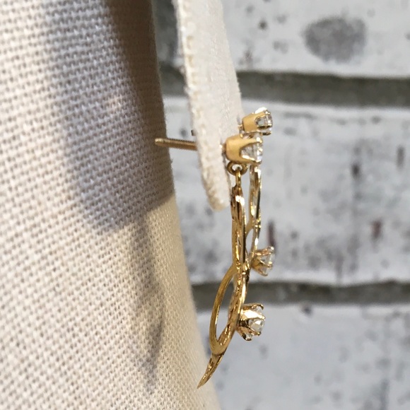 Vintage 10k Lavaliere Earrings w/White Sapphires - Picture 6 of 10